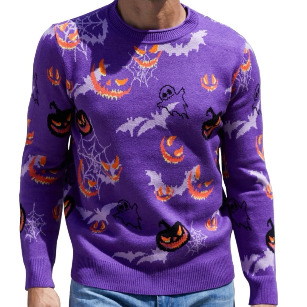 Purple Halloween Sweater NEW 3X